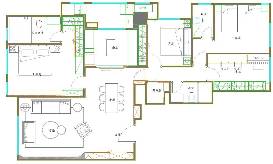 狹長屋型有採光上的限制。(平面圖提供_聯寬室內裝修) 狹長屋型有採光上的限制。(平面圖提供_聯寬室內裝修)
