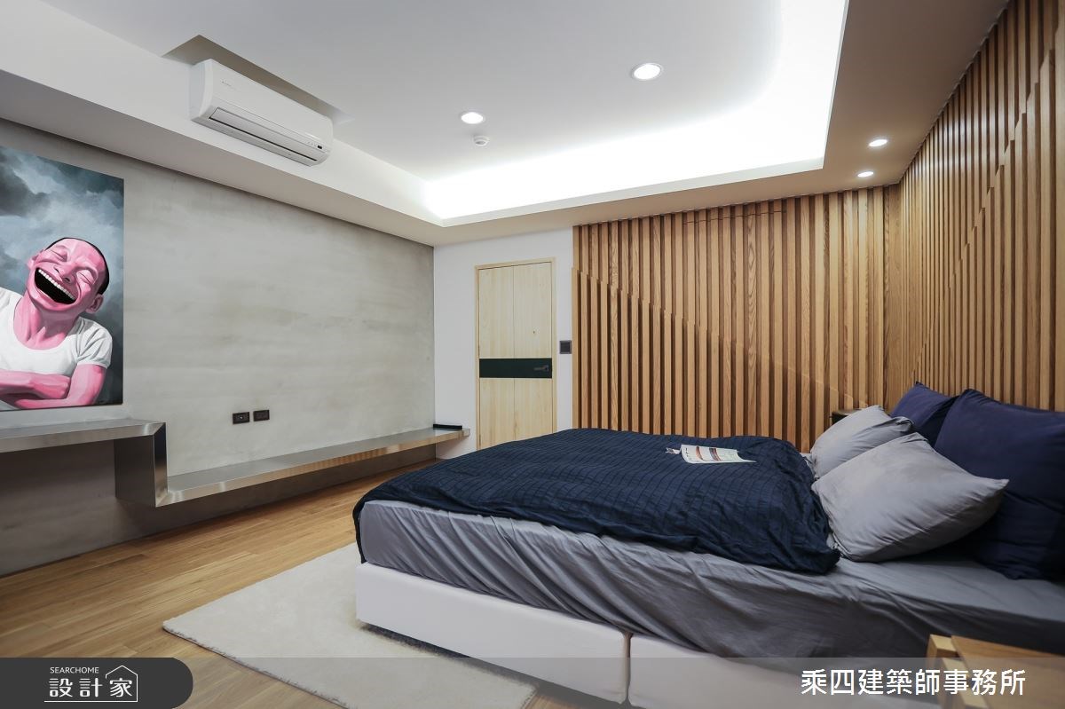 55坪現代風住家,藉由深淺對比、天然紋理的木質調,鋪