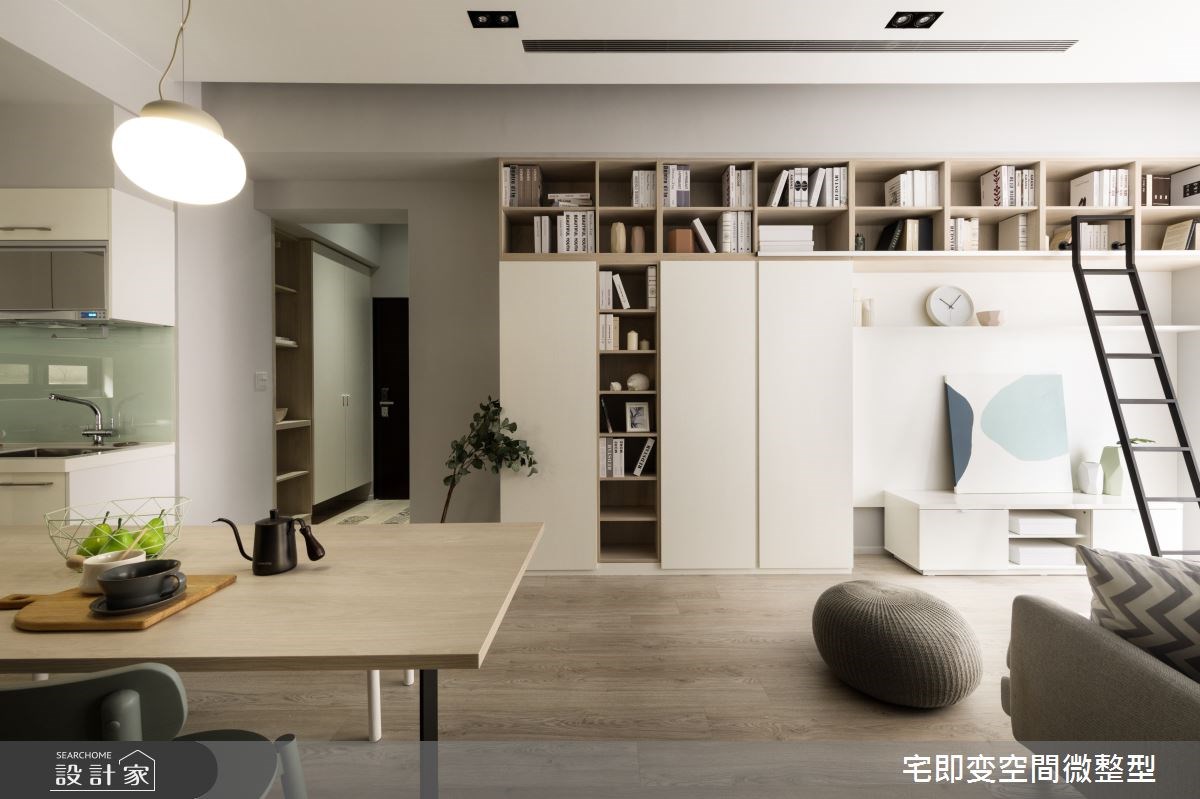 28.91 坪的北歐風住宅屬於長型屋的空間格局,導致每個