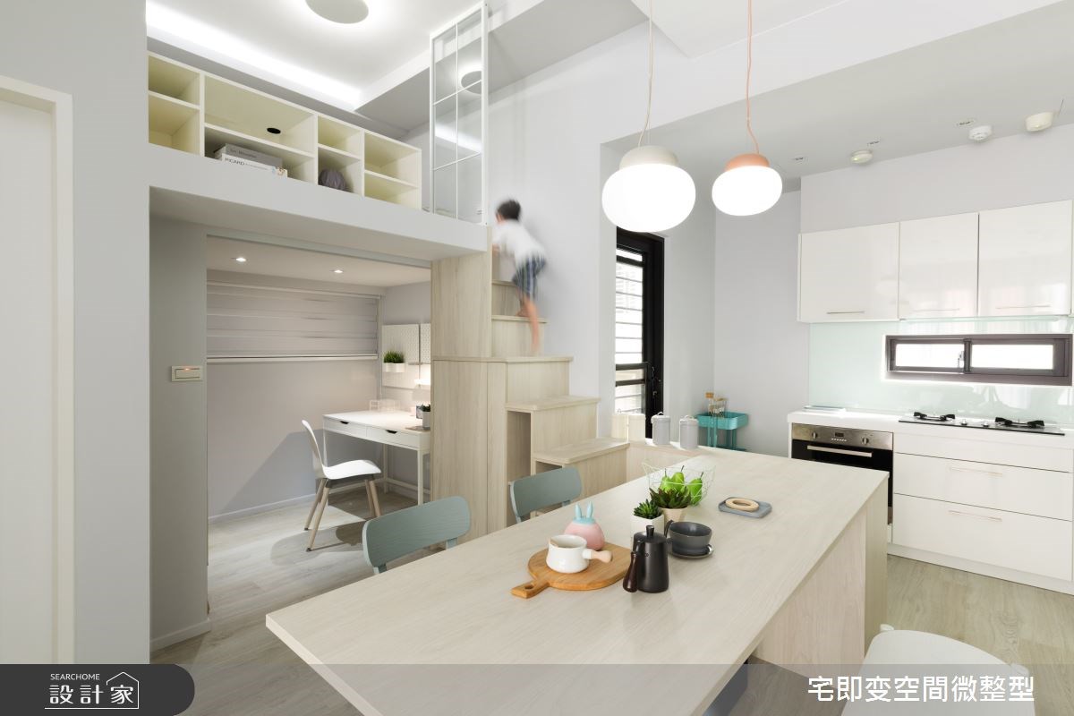 28.91 坪的北歐風住宅屬於長型屋的空間格局,導致每個