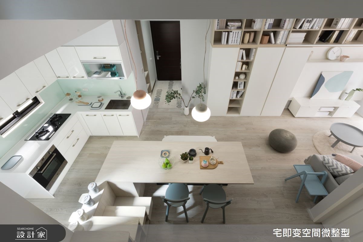 28.91 坪的北歐風住宅屬於長型屋的空間格局,導致每個