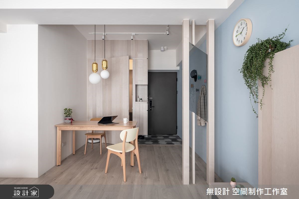 20 坪混搭風居家,無設計空間制作工作室以大量淺色木