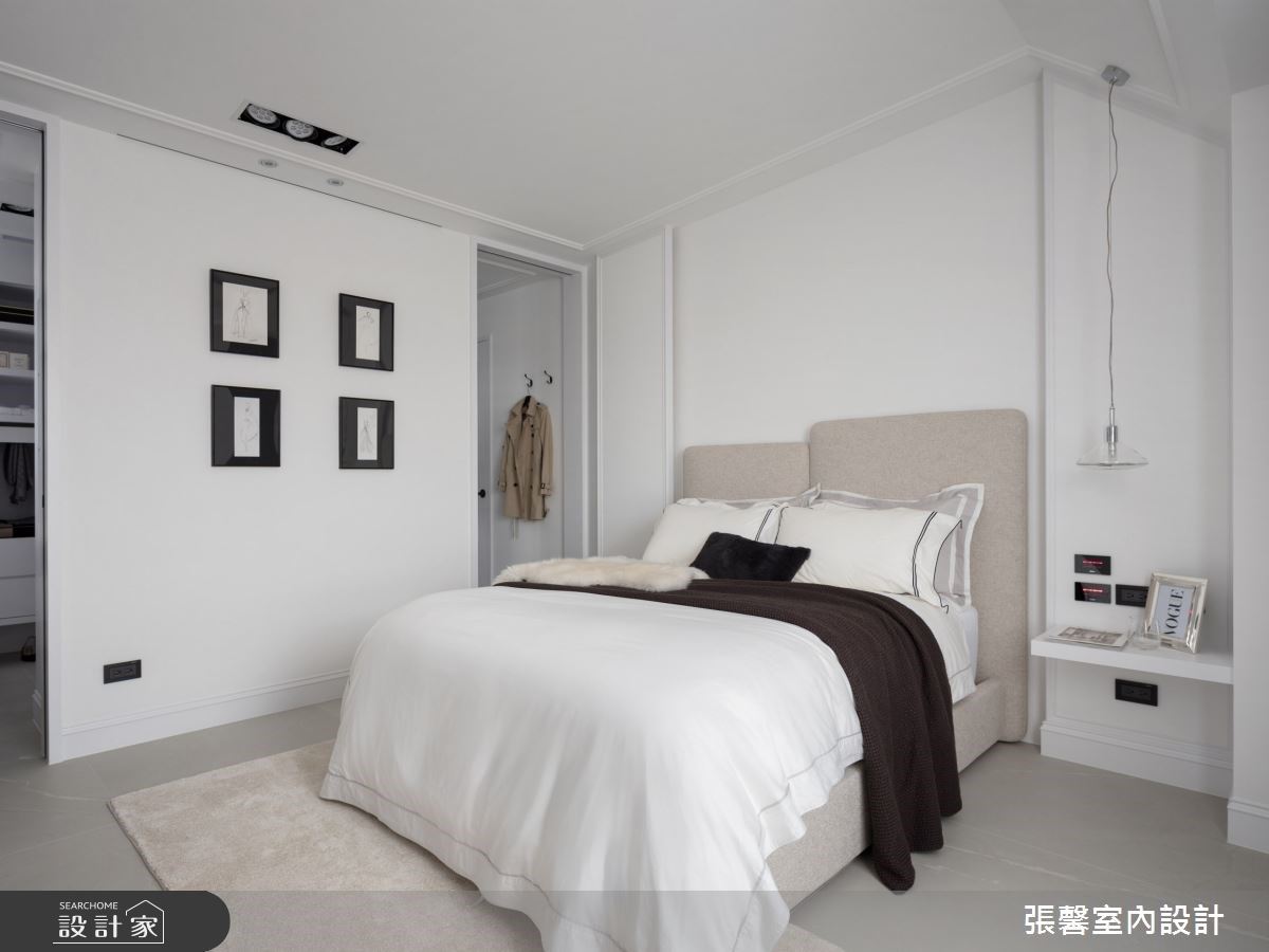睡眠區天花板造型營造異國度假氛圍,同時拉高空間感受。 睡眠區天花板造型營造異國度假氛圍,同時拉高空間感受。