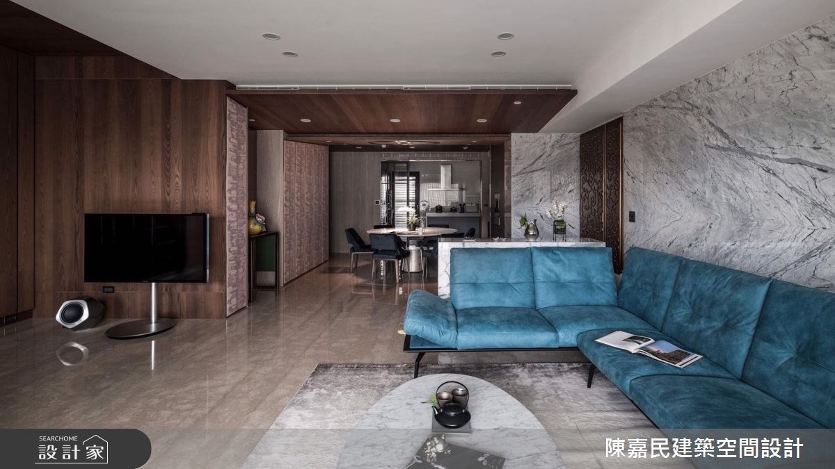90坪奢華風豪宅設計,從事營建業的屋主平時在家工作,