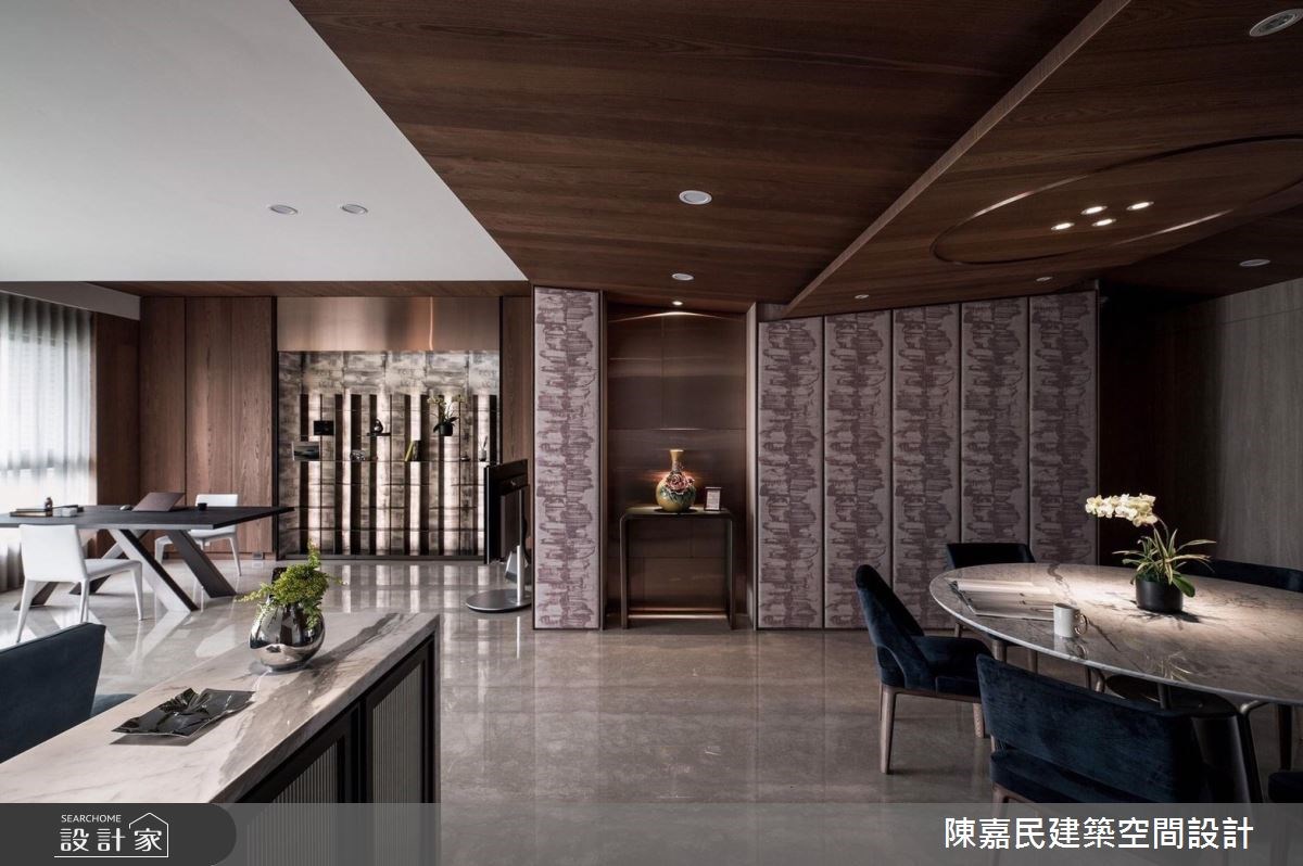 90坪奢華風豪宅設計,從事營建業的屋主平時在家工作,
