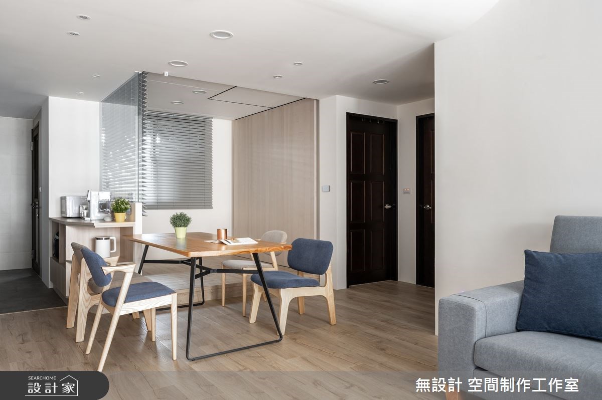 18坪混搭宅,是由中古屋翻新而成,設計團隊以藍灰色調