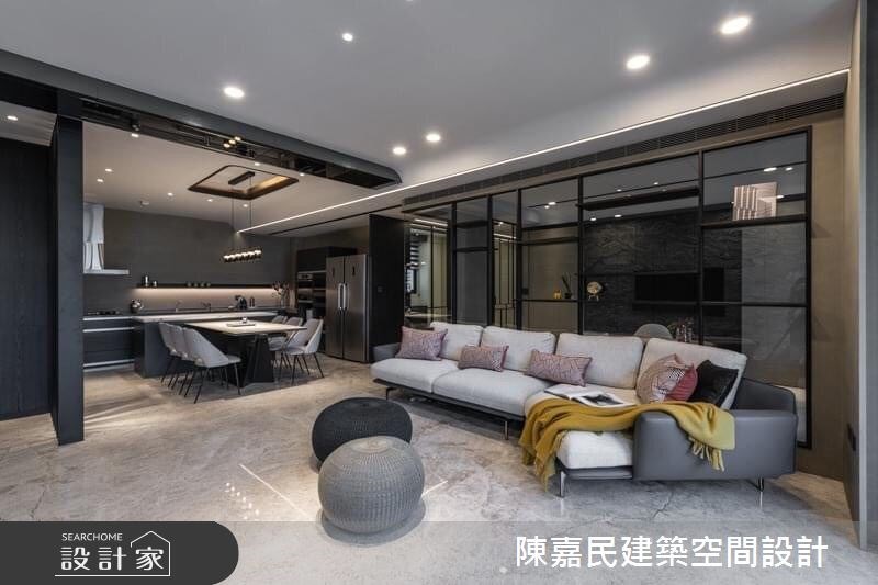 80 坪大的現代風格住宅中,雖然隔了四房兩廳四套衛浴