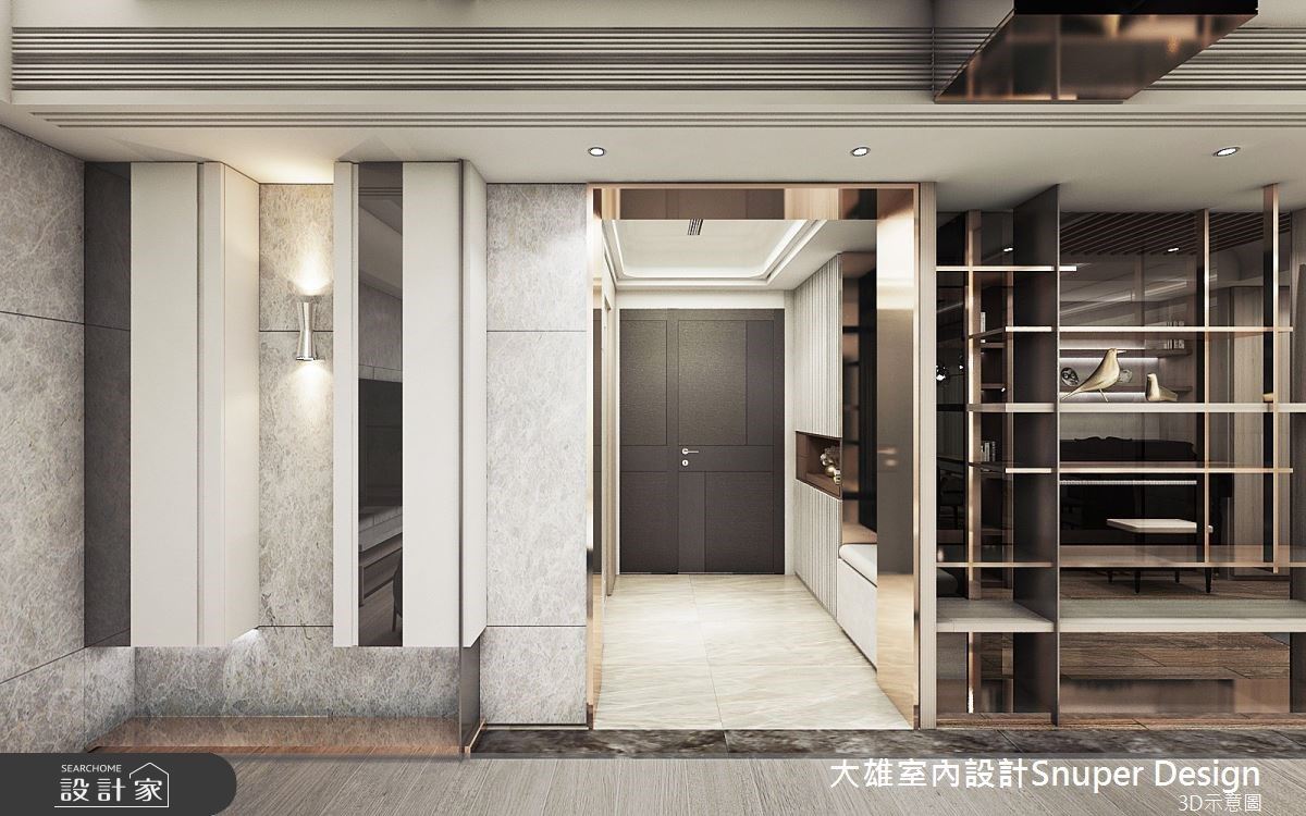 50坪現代風空間裡,伴隨大面窗引入綠意景緻,讓建築體