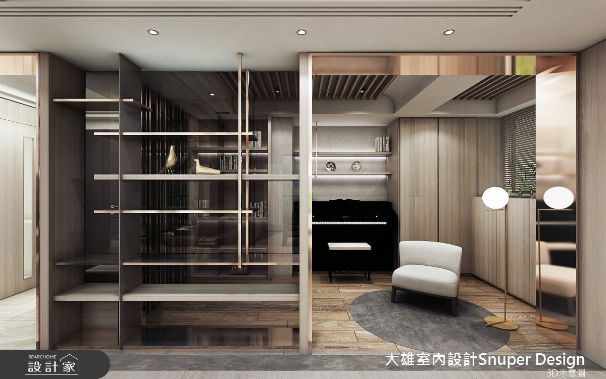 50坪現代風空間裡,伴隨大面窗引入綠意景緻,讓建築體