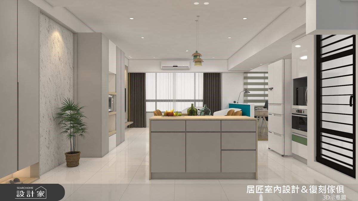簡約家庭居,使用白色作為主調,相呼應的灰色卻不顯得