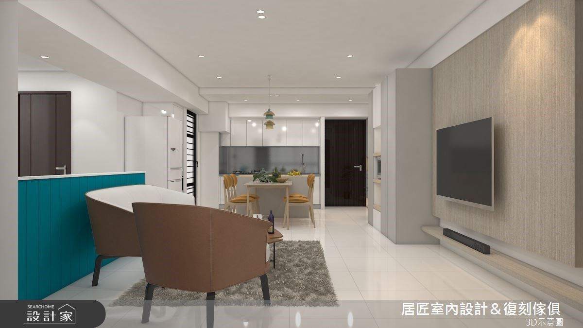 簡約家庭居,使用白色作為主調,相呼應的灰色卻不顯得