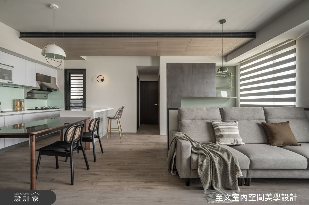 23坪的簡約風新成屋,居住者為兩位成人,喜歡莫蘭迪色