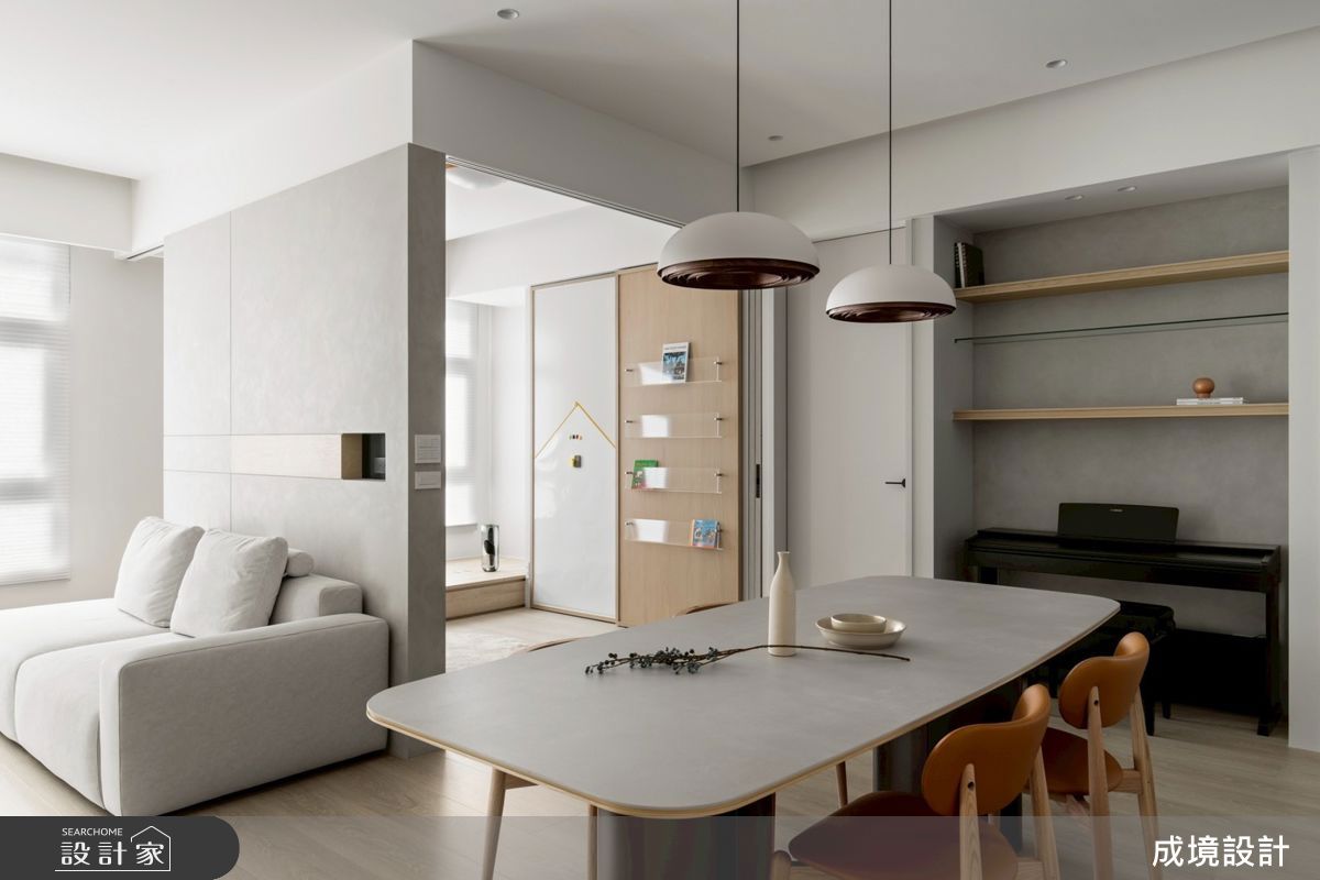 〔開箱影片〕34坪療癒系親子宅！2+1房還有夢想遊戲室，「半高電視牆」視野通透，空間感瞬間多出5坪，「雙回字形動線」親子互動更自在_視覺圖