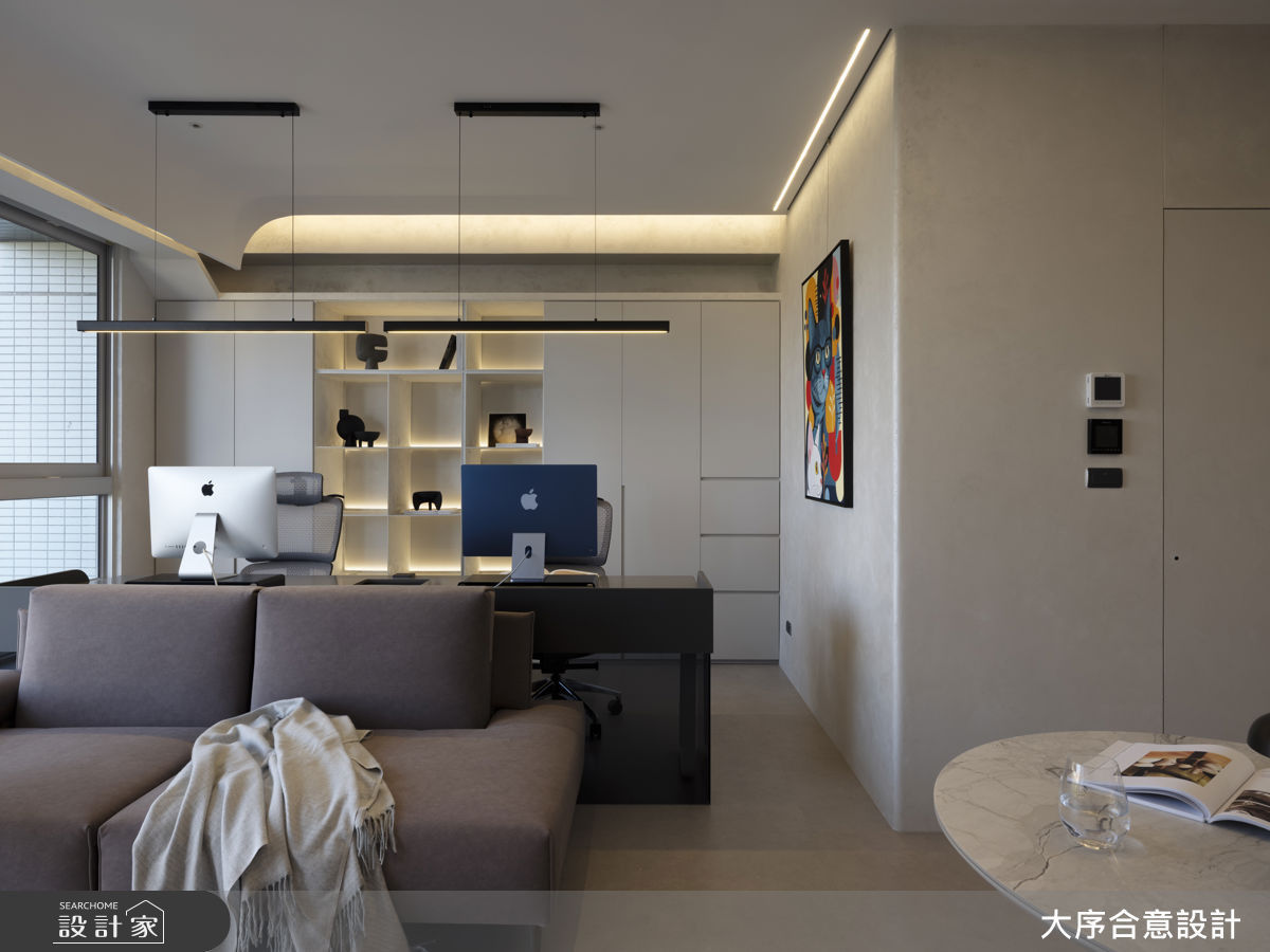 25坪新成屋(5年以下)＿現代風客廳餐廳書房案例圖片＿大序合意設計＿大序合意_迴光燦燦之8