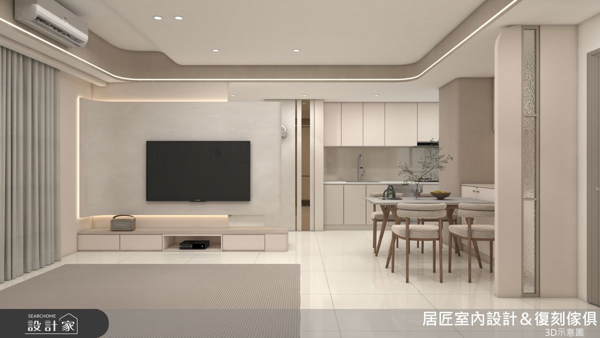 30坪老屋(16~30年)＿奶茶風客廳餐廳案例圖片＿居匠室內設計＆復刻傢俱＿居匠_74之4