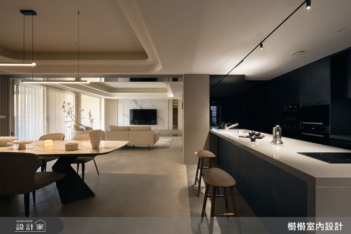 47坪毛胚屋＿現代風客廳餐廳廚房中島案例圖片＿榯榯創作空間設計有限公司＿榯榯_樾境 The Arbor之8