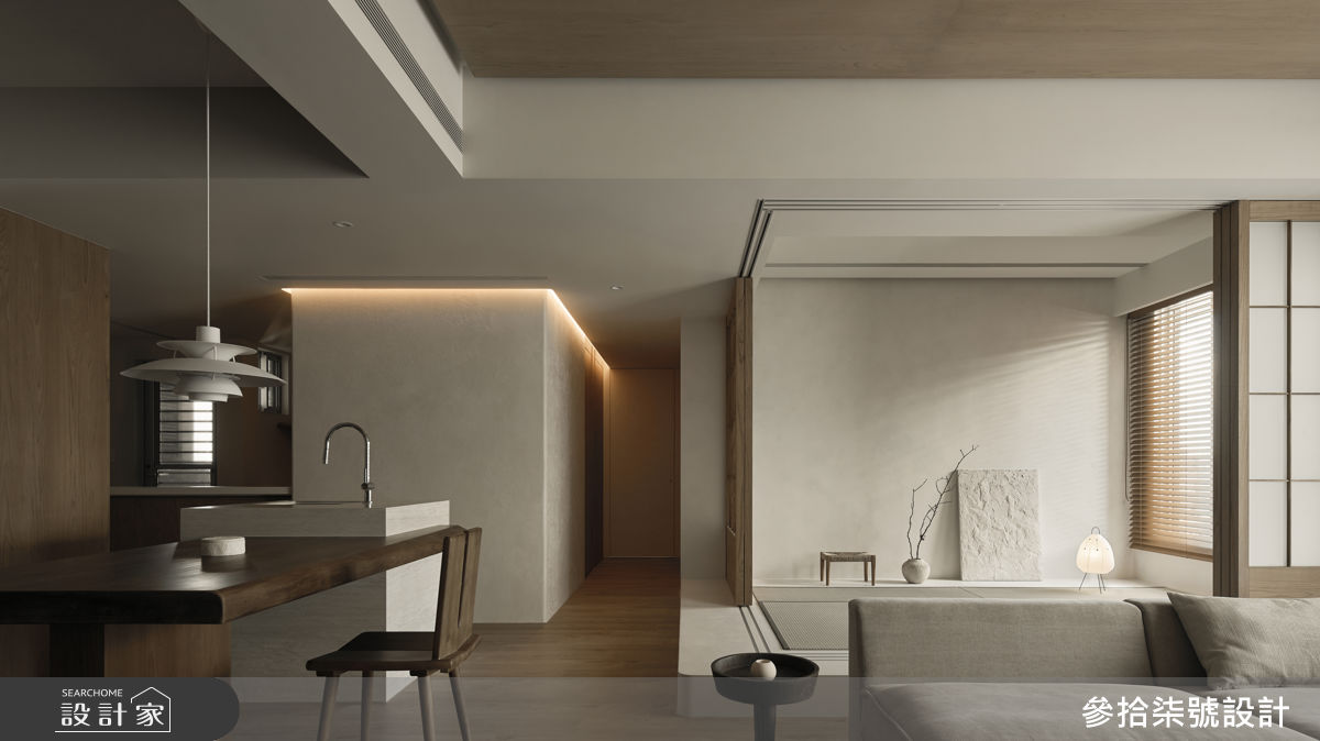 40坪新成屋(5年以下)＿侘寂風客廳餐廳和室中島案例圖片＿參拾柒號設計＿參拾柒號_57之3