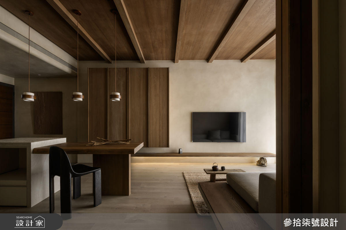 16坪新成屋(5年以下)＿侘寂風客廳餐廳中島案例圖片＿參拾柒號設計＿參拾柒號_64之7
