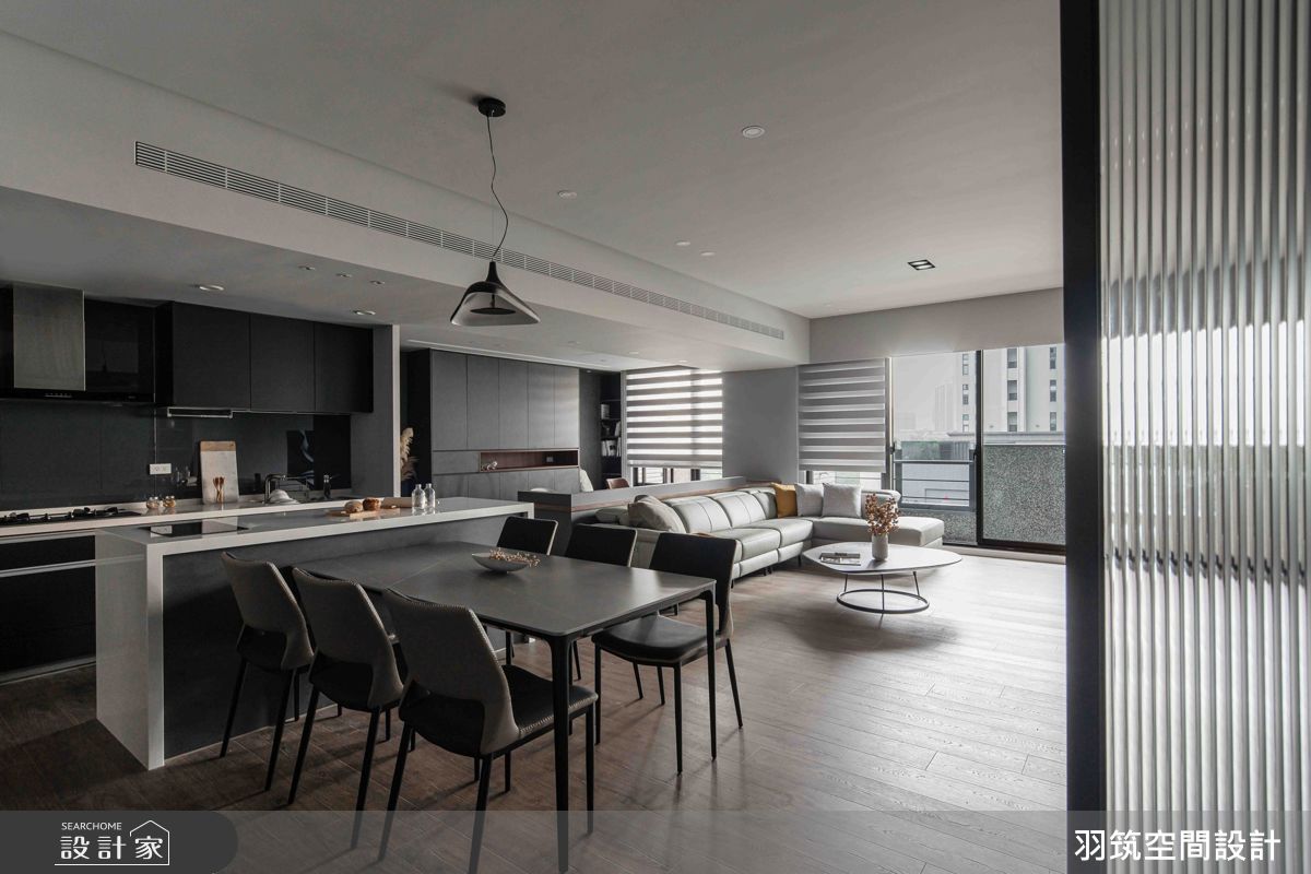 34坪中古屋(5~15年)＿現代風客廳餐廳廚房中島案例圖片＿羽筑空間設計＿羽筑_58坤山鼎峰之2