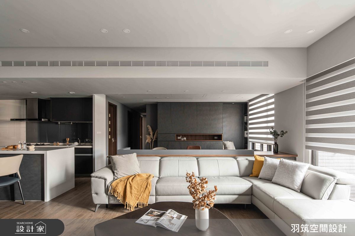 34坪中古屋(5~15年)＿現代風客廳廚房書房中島案例圖片＿羽筑空間設計＿羽筑_58坤山鼎峰之3