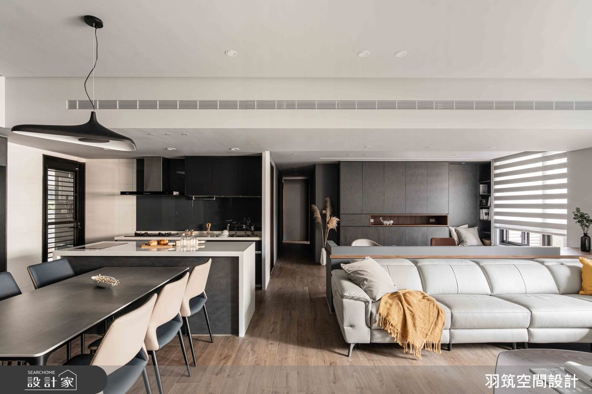 34坪中古屋(5~15年)＿現代風客廳餐廳廚房書房中島案例圖片＿羽筑空間設計＿羽筑_58坤山鼎峰之4