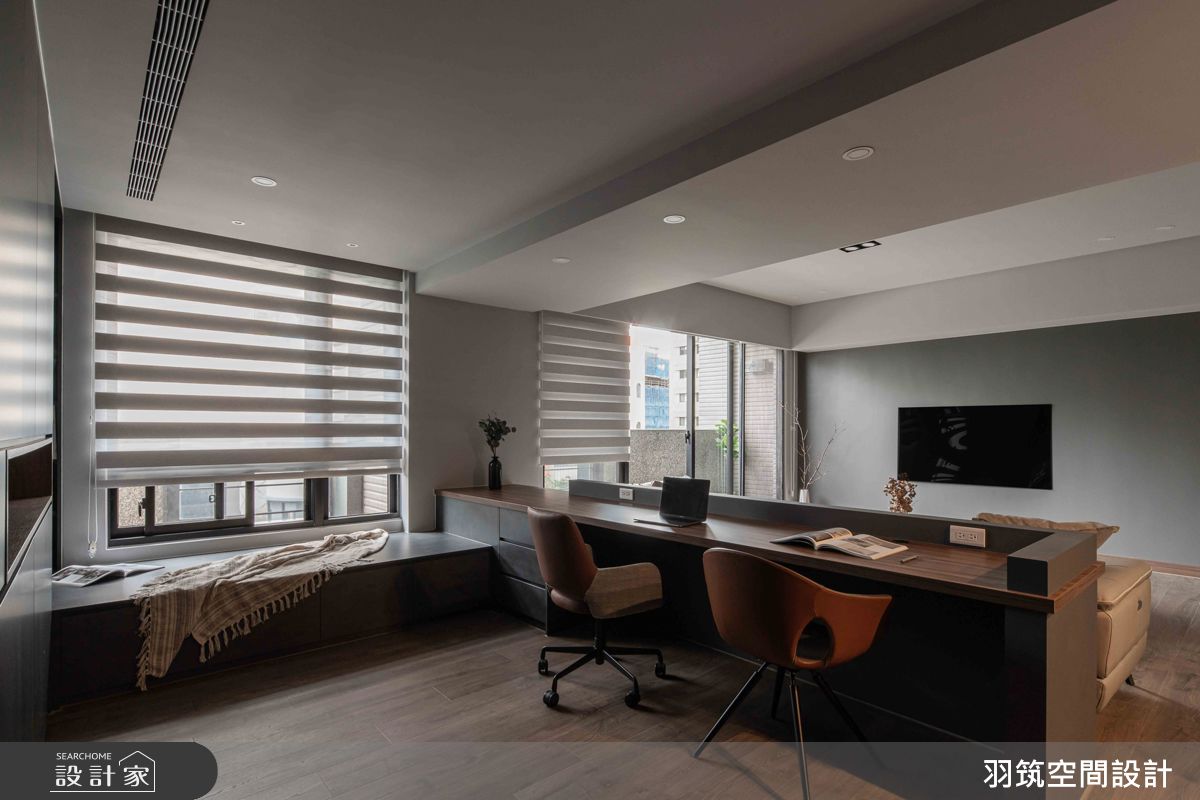 34坪中古屋(5~15年)＿現代風客廳書房臥榻案例圖片＿羽筑空間設計＿羽筑_58坤山鼎峰之11