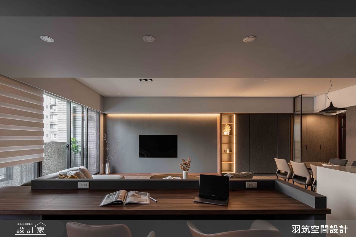 34坪中古屋(5~15年)＿現代風客廳餐廳書房案例圖片＿羽筑空間設計＿羽筑_57坤山鼎峰之13