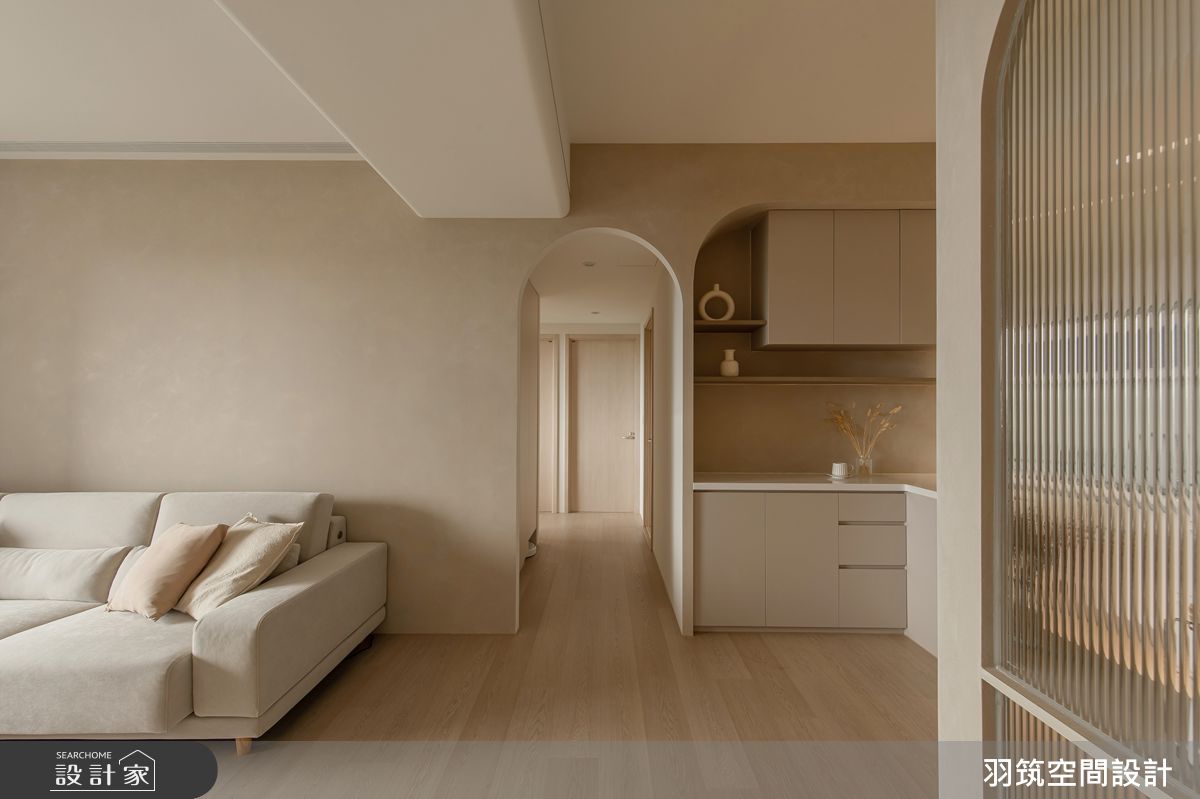 20坪新成屋(5年以下)＿奶油風客廳走廊案例圖片＿羽筑空間設計＿羽筑_63竹風樹海-奶油之9