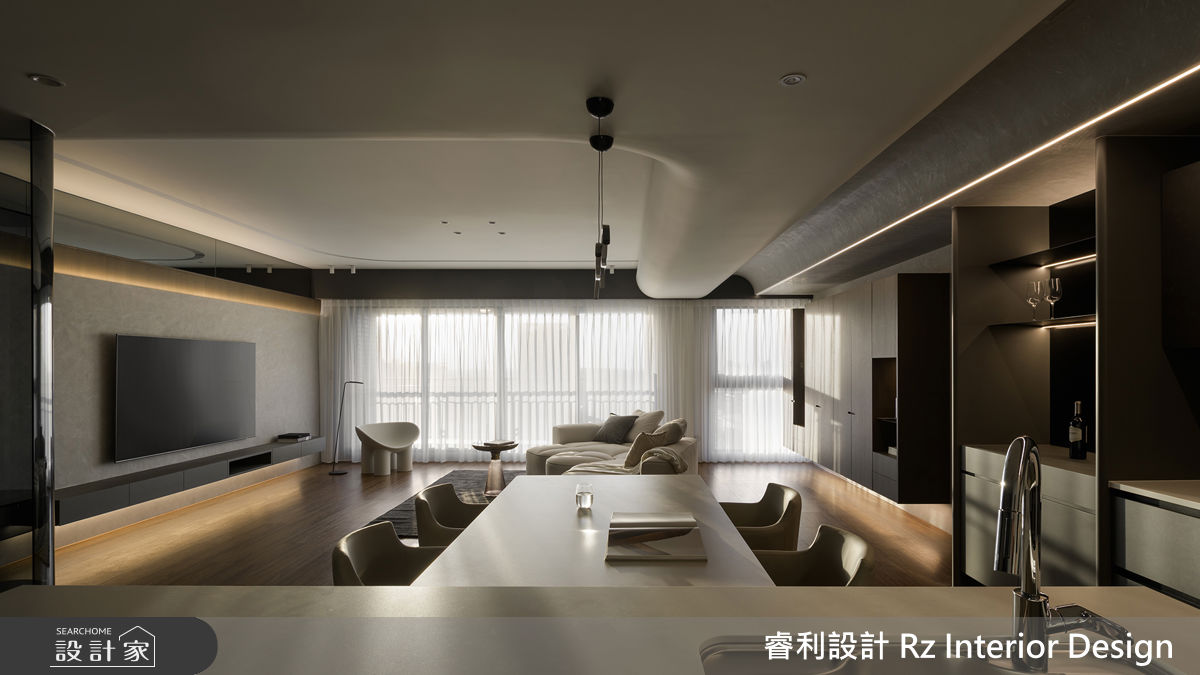 39坪新成屋(5年以下)＿現代風客廳餐廳中島案例圖片＿睿利設計＿睿利_35.暖陽的佇留之14
