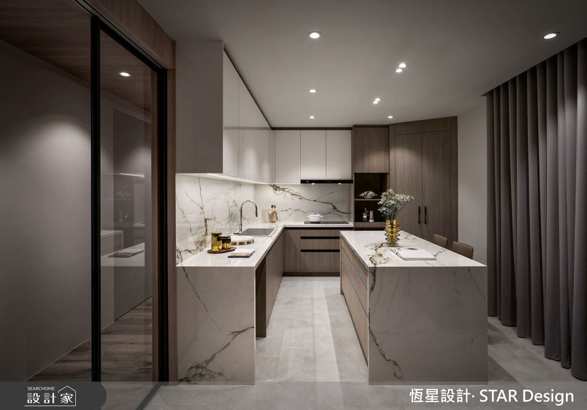 64坪毛胚屋＿優雅輕奢風廚房中島案例圖片＿恆星室內裝修設計有限公司＿恆星_香頌美墅之16