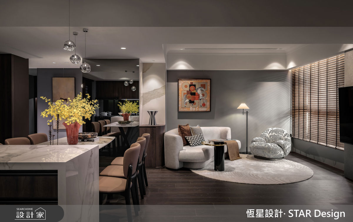 25坪毛胚屋＿新古典客廳餐廳中島案例圖片＿恆星室內裝修設計有限公司＿恆星_旅藝序事之4