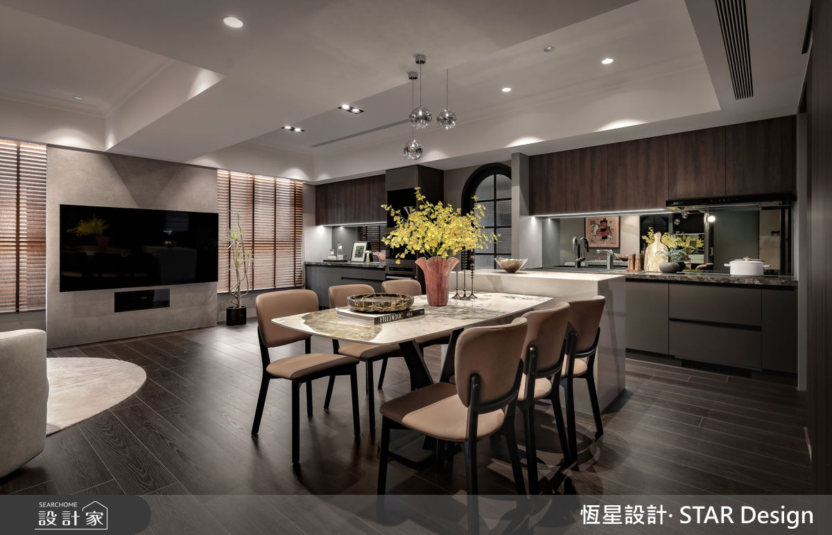 25坪毛胚屋＿新古典客廳餐廳廚房中島案例圖片＿恆星室內裝修設計有限公司＿恆星_旅藝序事之3