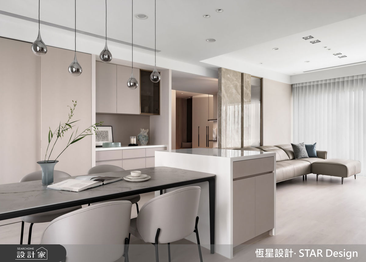 27坪預售屋＿現代風客廳餐廳中島案例圖片＿恆星室內裝修設計有限公司＿恆星_蘊白之邸之10