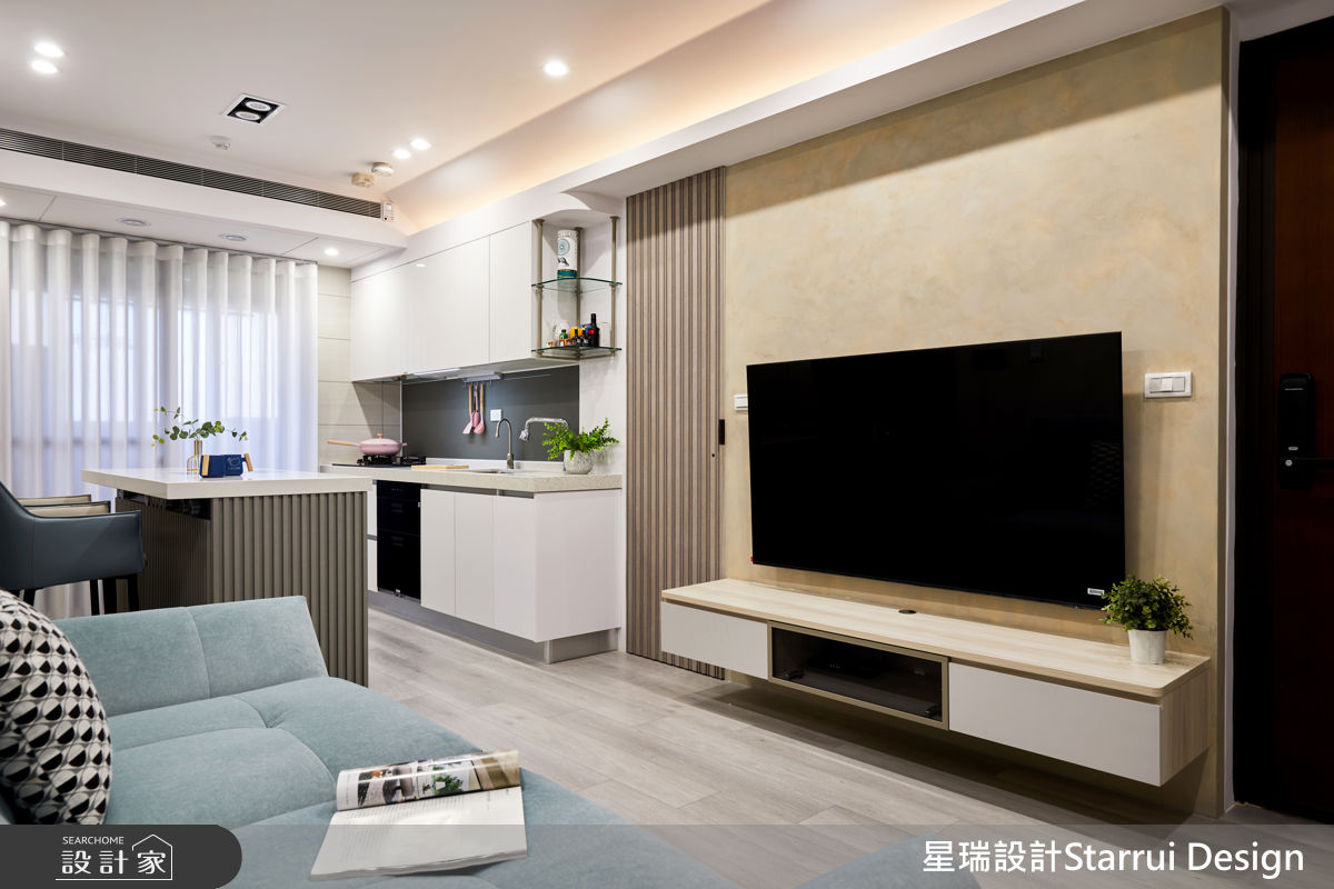 19坪新成屋(5年以下)＿現代奶油風客廳廚房吧檯案例圖片＿星瑞室內設計＿星瑞_05之4