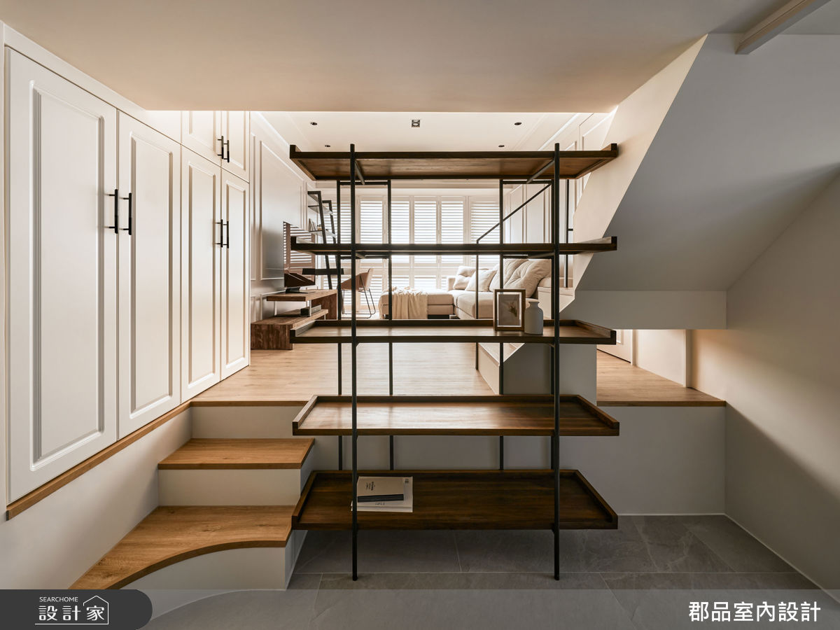 30坪中古屋(5~15年)＿美式風玄關案例圖片＿郡品室內設計＿郡品_台北內湖｜時差大概八小時 30坪現代美式樓中樓之1