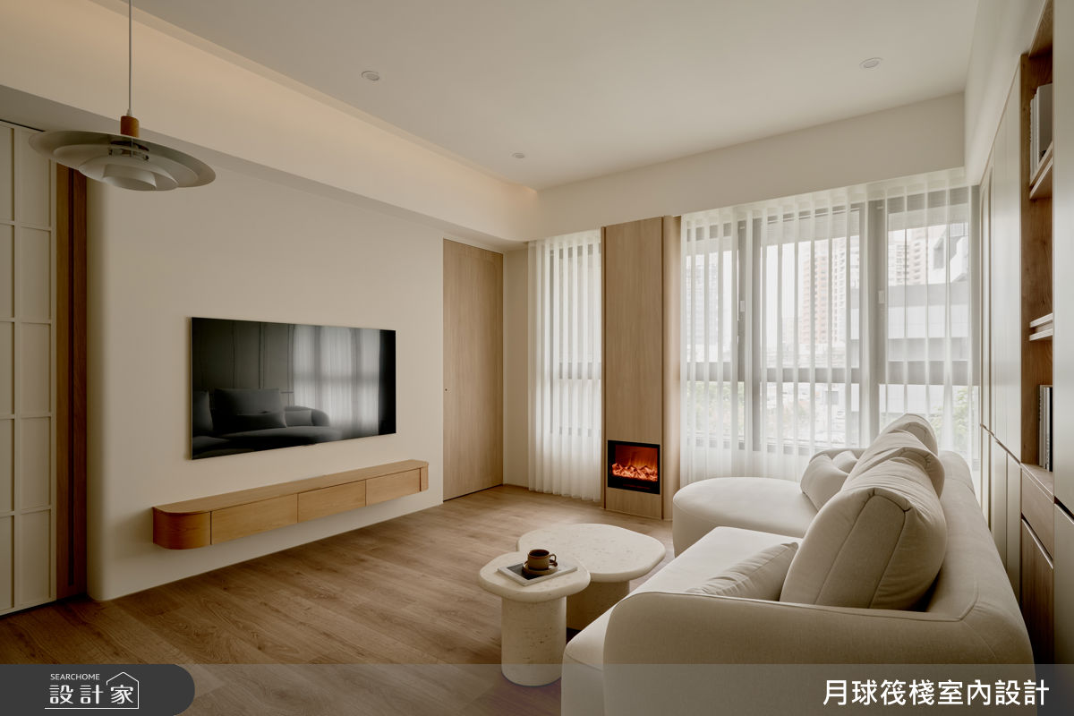 13坪新成屋(5年以下)＿奶油風客廳案例圖片＿月球筏棧室內設計＿月球筏棧_03之4