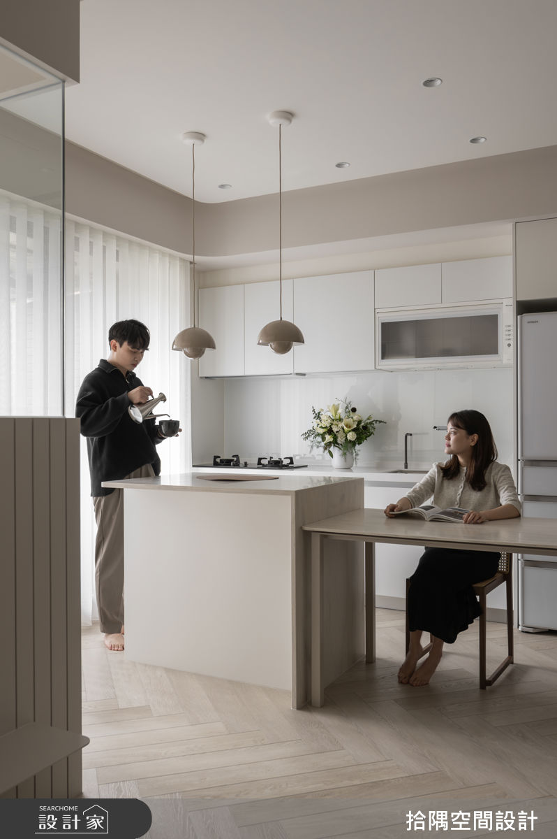14坪新成屋(5年以下)＿奶油風餐廳廚房中島案例圖片＿拾隅空間設計＿拾隅_暖木明室 Woodlight | 奶油風之6