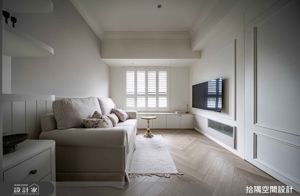 走進台北小巴黎|15 坪預售屋客變住得像 30 坪，以人字拼與線板譜寫一家三口的浪漫日常_視覺圖