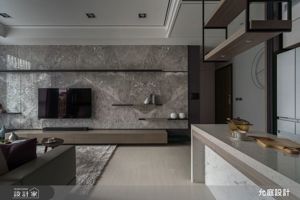 21坪現代風三房，灰階大理石電視牆＋黑鐵幾何線條打造俐落美宅_視覺圖