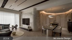 綠建材建構28坪小豪宅，以曲線貫徹大理石與異材質｜量身定制3房兩廳開闊視野_視覺圖