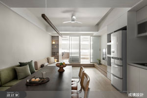 18.5坪狹長老屋的三房兩廳翻新提案，架高地坪X彈性隔間X卡座設計打造心之所向的城市雅居_視覺圖