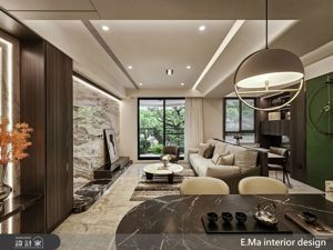 高雄 56 坪住宅大理石電視牆引綠意入室，開放式中島三房兩廳開啟慢活度假日常！_視覺圖