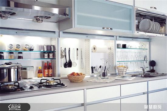 智慧廚房 AIKitchen-電動系列 - 電動升降吊櫃+推門收納櫃-電動系列 - 電動升降吊櫃+推門收納櫃,智慧廚房 AIKitchen,廚房門板