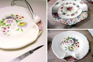 整形風吹進餐具，Beccy Ridsdel 的剝離陶器設計_視覺圖