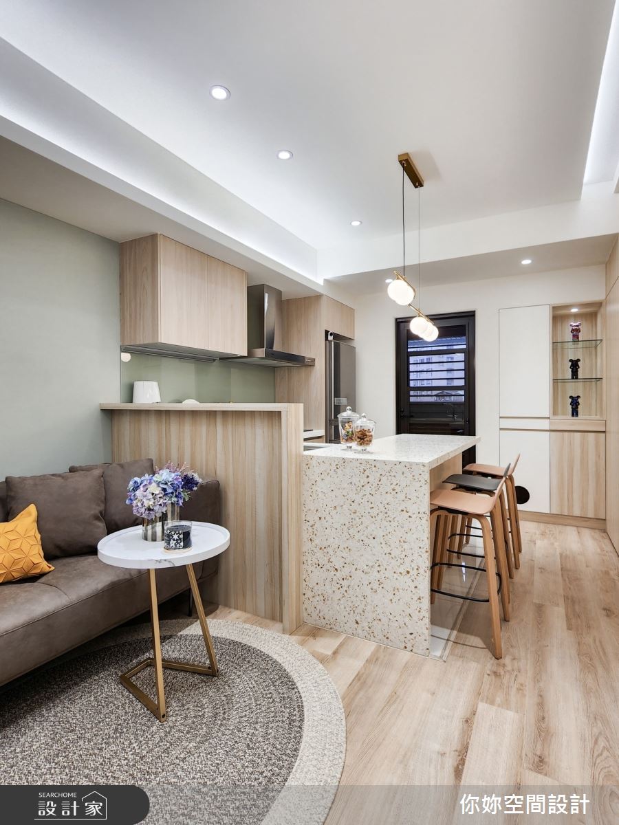 17坪預售屋＿北歐風客廳餐廳廚房吧檯中島案例圖片＿你妳國際空間設計有限公司＿34你妳設計_新北17坪北歐風之5