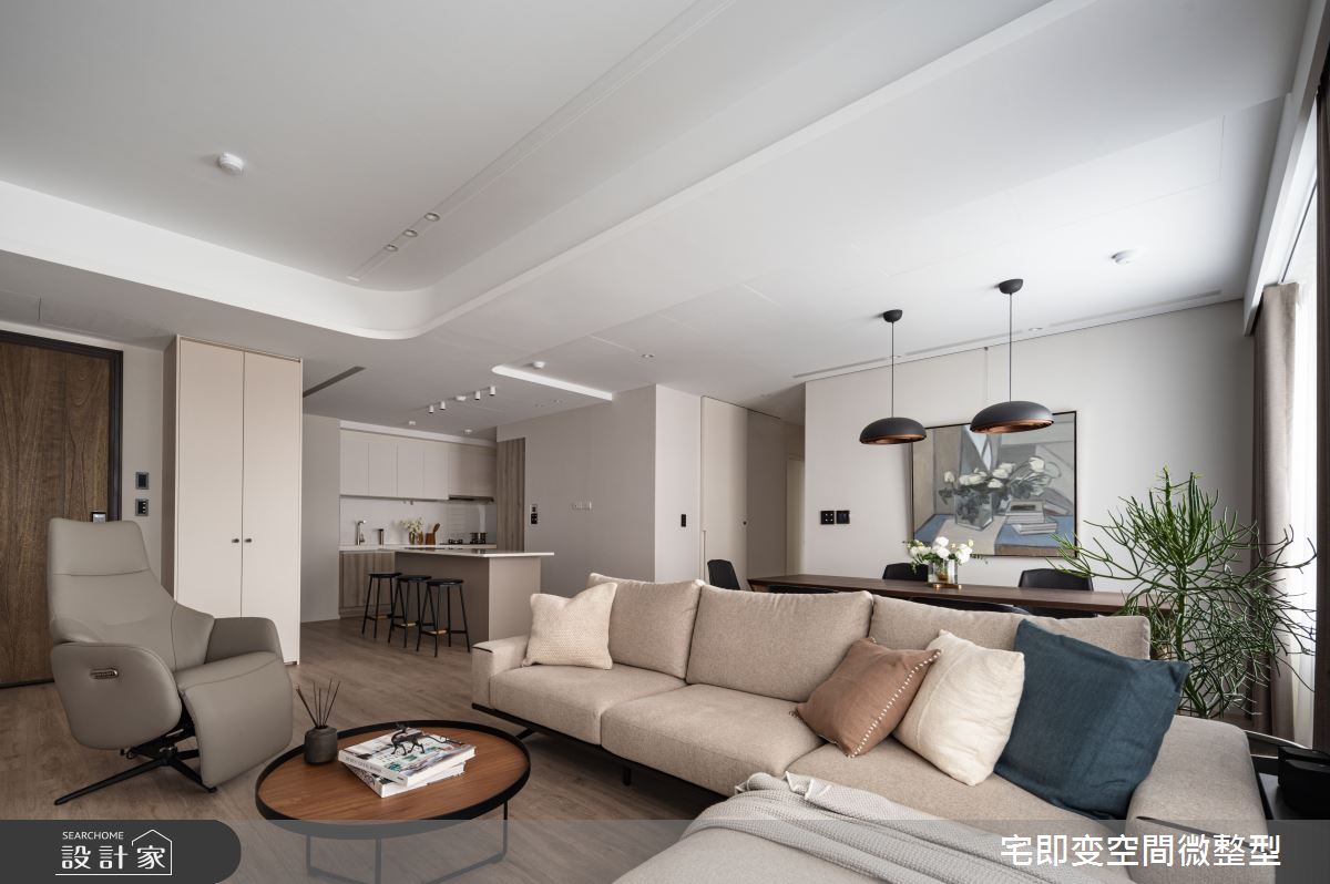 30坪新成屋(5年以下)＿日式無印風玄關客廳餐廳廚房中島案例圖片＿宅即變空間微整型＿宅即變_60之5