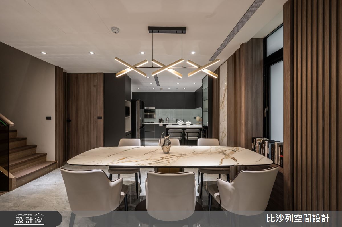 82坪中古屋(5~15年)＿現代風餐廳廚房樓梯中島案例圖片＿比沙列空間設計＿比沙列_45之19