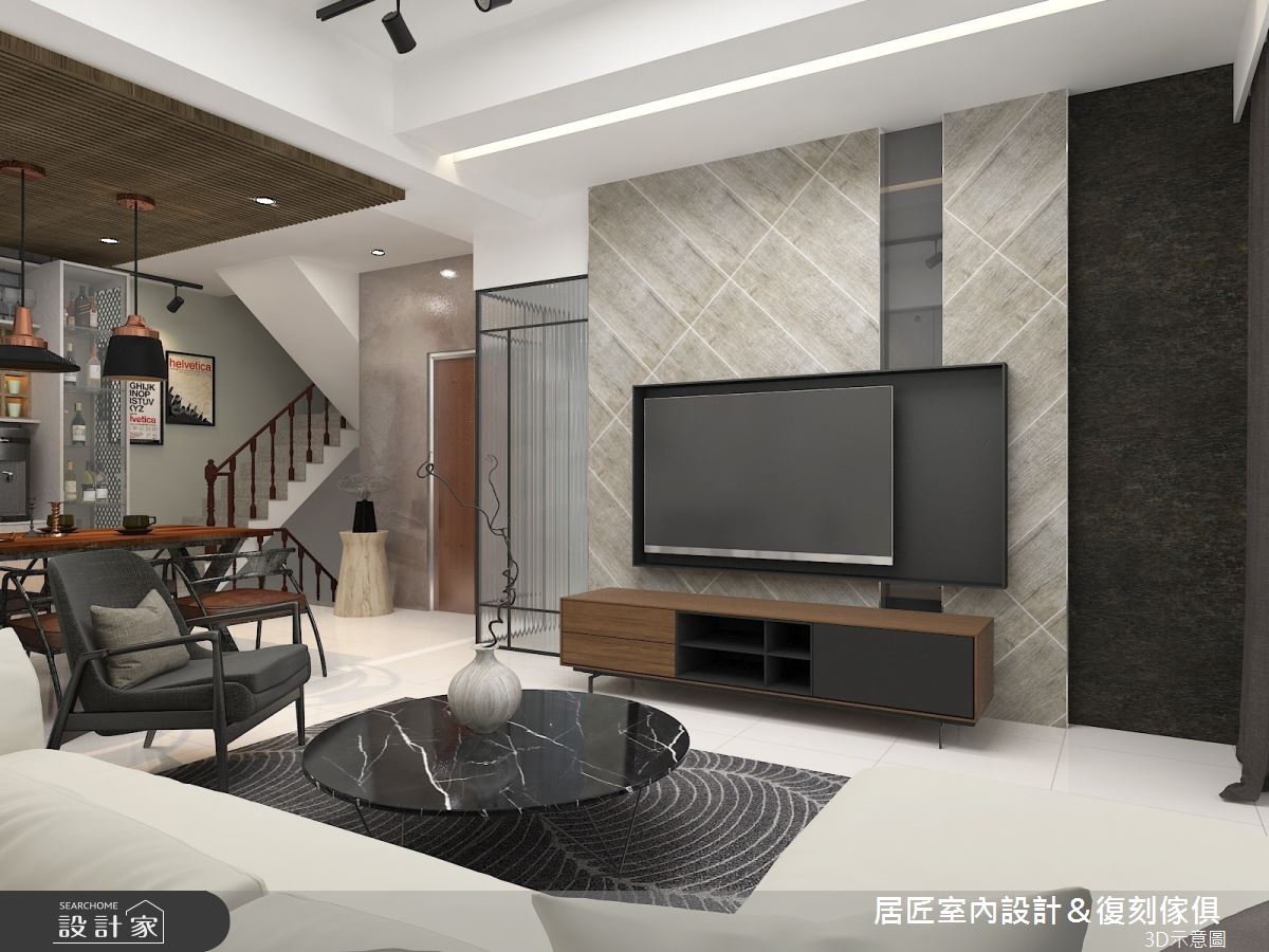 30坪新成屋(5年以下)＿工業風客廳樓梯案例圖片＿居匠室內設計＆復刻傢俱＿居匠_04之1