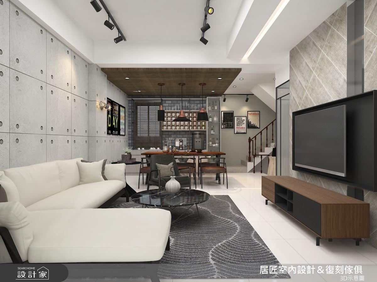 30坪新成屋(5年以下)＿工業風客廳案例圖片＿居匠室內設計＆復刻傢俱＿居匠_04之2