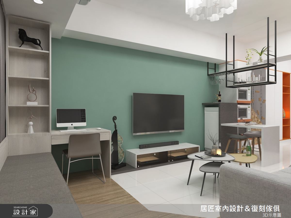 15坪新成屋(5年以下)＿現代風客廳臥榻案例圖片＿居匠室內設計＆復刻傢俱＿居匠_08之4